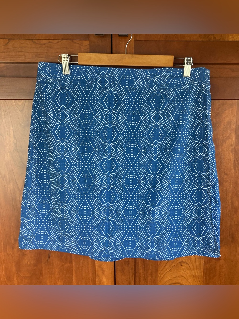 Rip Skirt Hawaii Length 2 Quick Close Wrap Boho Denim Blue Aloha Women Sz Large.